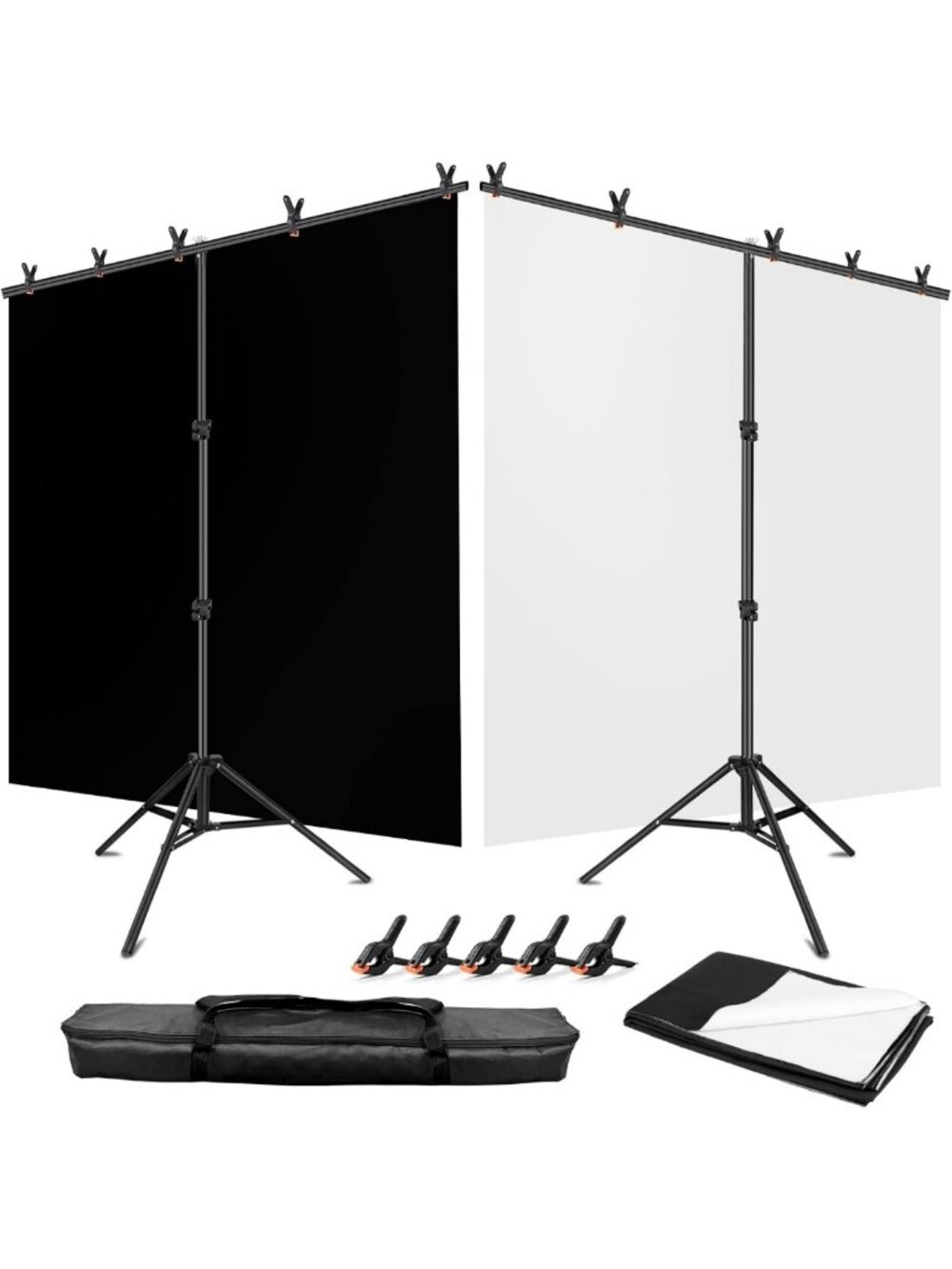 Versatile 5x6.5FT Black & White Backdrop Stand Kit for Photography & Events